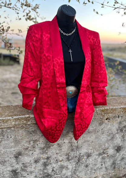 Red Leopard Print Blazer