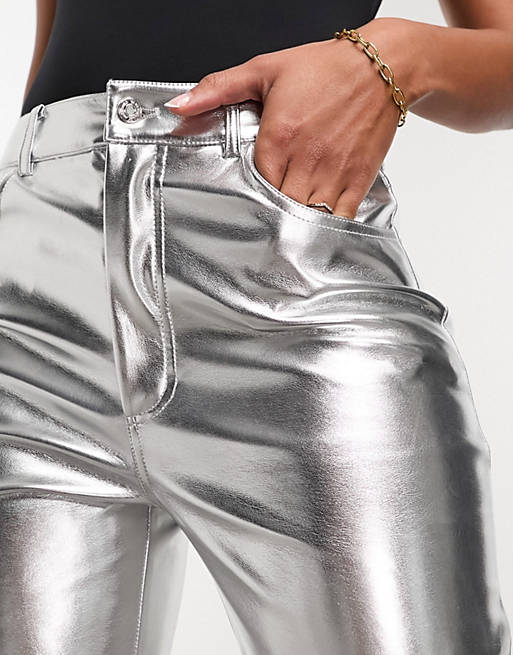 Never Fully Dressed PU Trouser In Metallic Silver Women