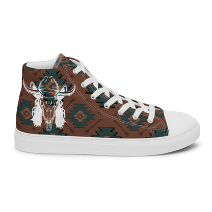 Aztec Mullet Cowboy Men__ high top canvas shoes