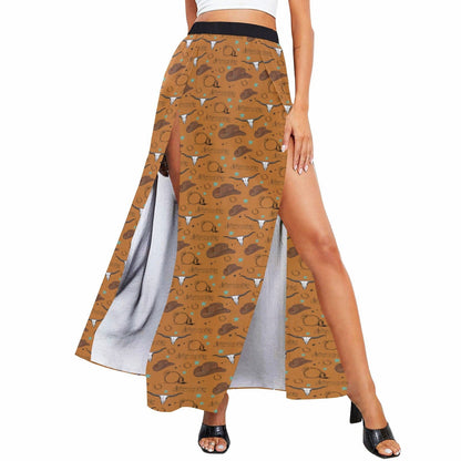 All Western High Slit Long Beach Skirt