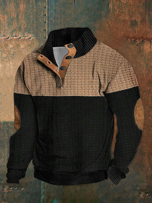 Men's Geometric Stand Collar Pullover