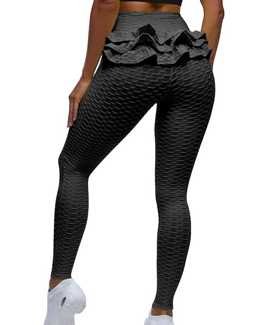 Ruffled High Waist Hip Lifting Slim Leggings