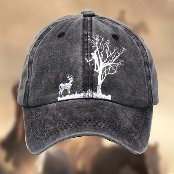 Men's Vintage Deer Bow Hunting Cotton Washed Baseball Cap