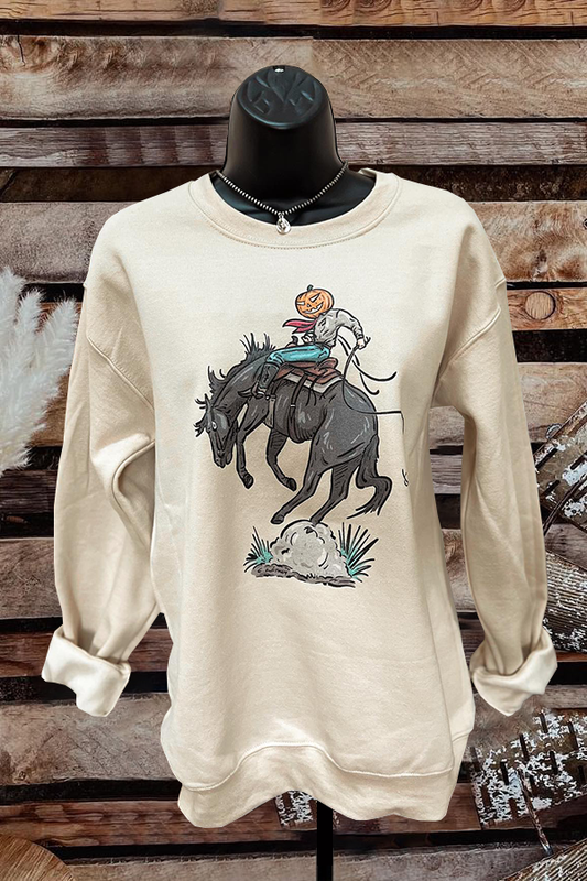 Rodeo Cowboy Pumpkin Print Sweatshirt