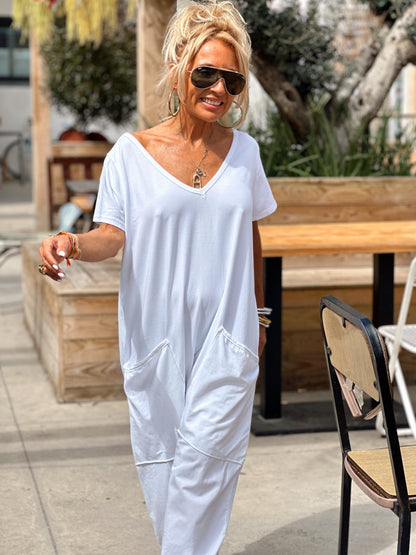 White Pocket Jumpsuit