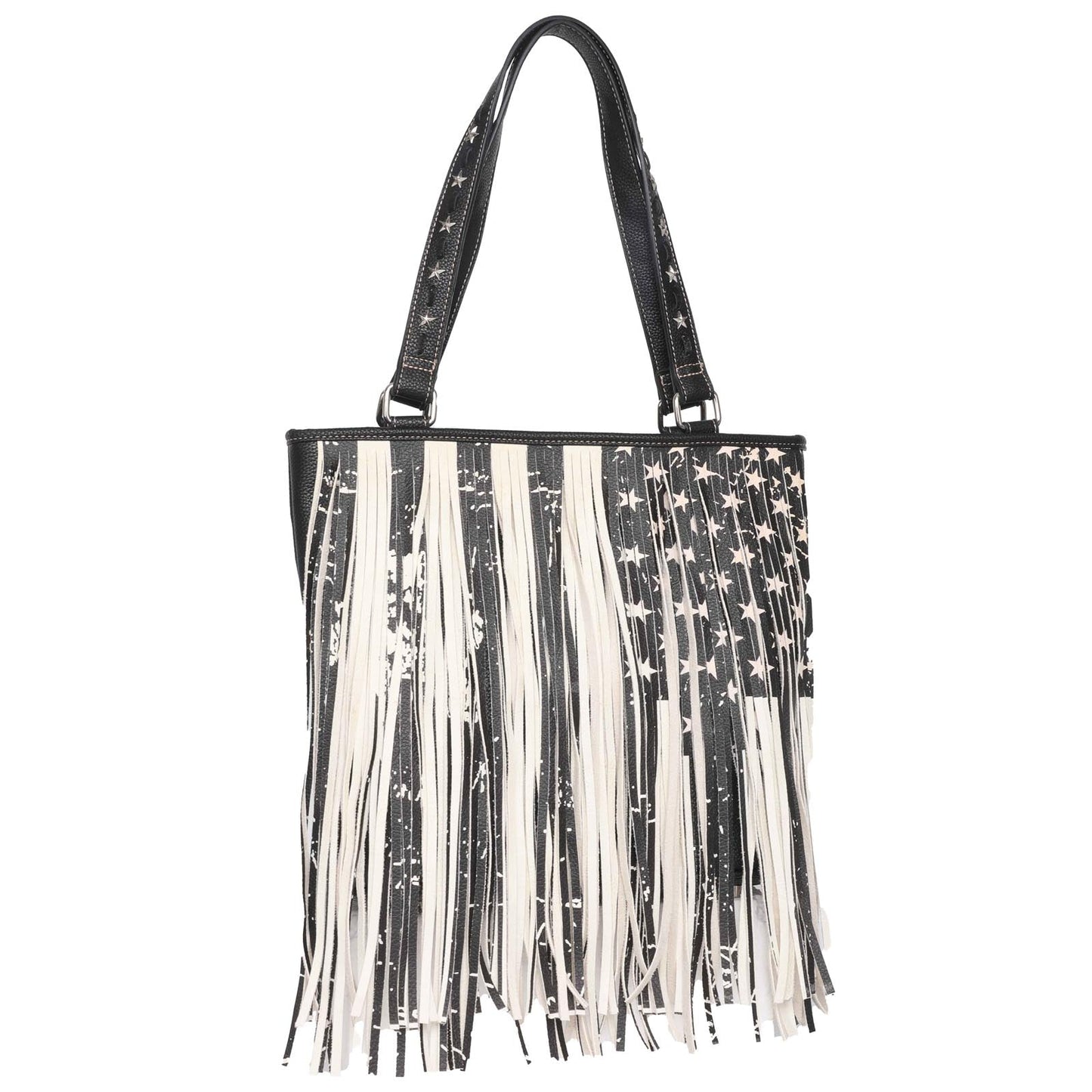 On Sale Montana West Fringe American Flag Canvas Tote Bag