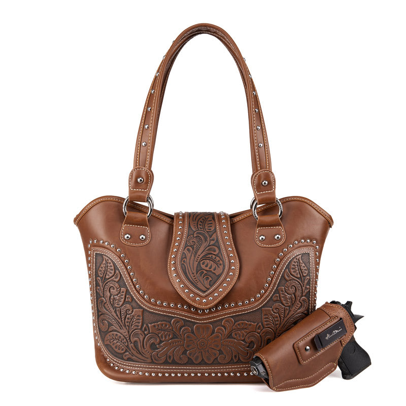 Montana West Tooling Studded Concealed Carry Handbag