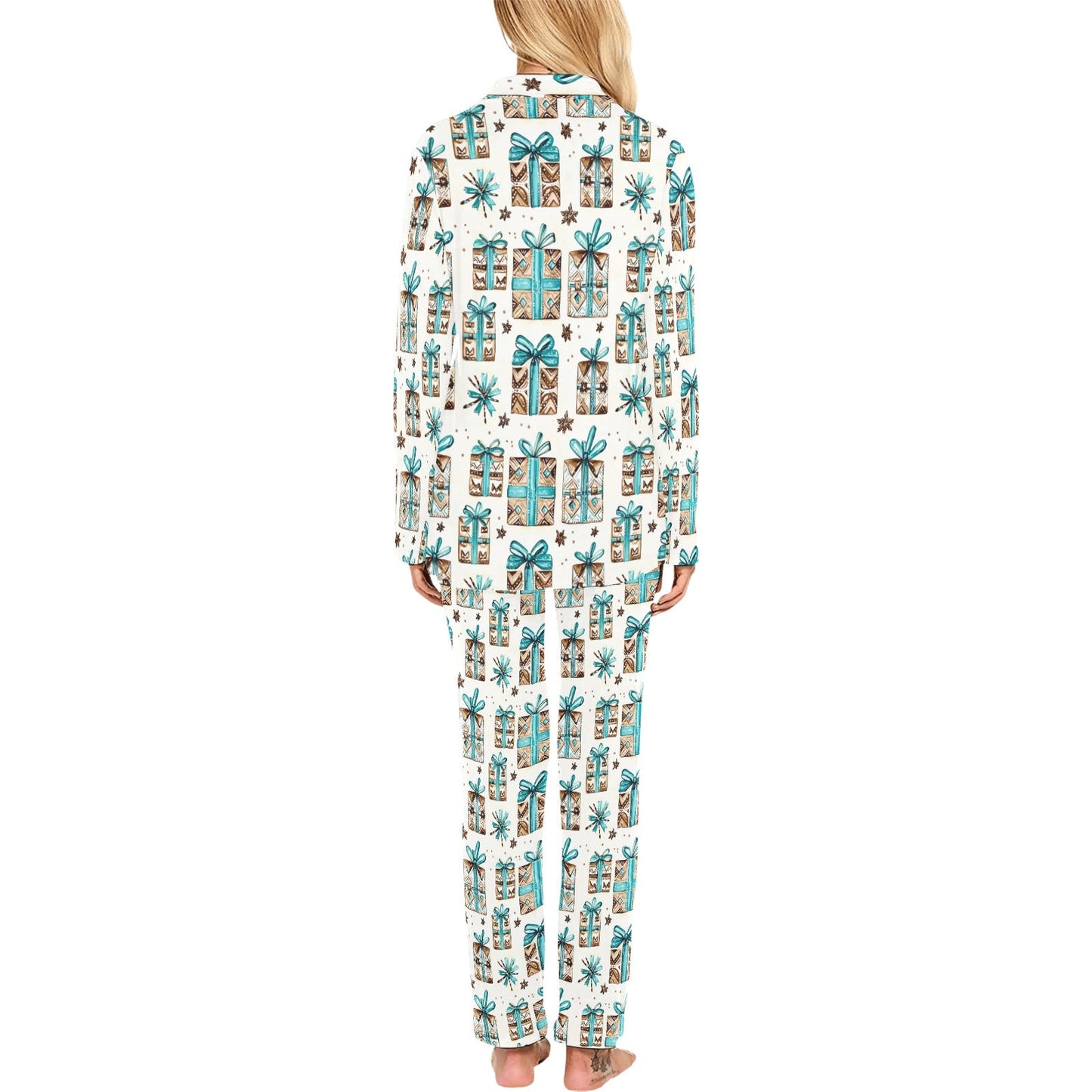 Turquoise Christmas Presents Women's Western Pajamas