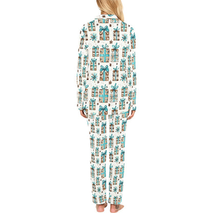 Turquoise Christmas Presents Women's Western Pajamas