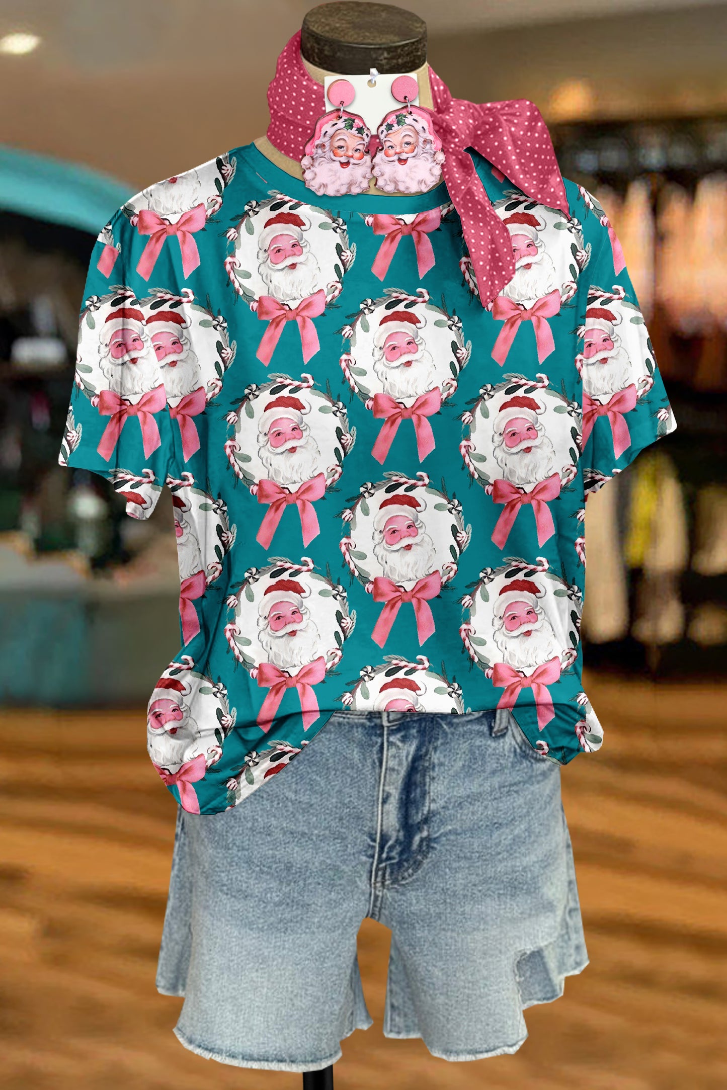 Casual Christmas Santa Claus Print T-shirt