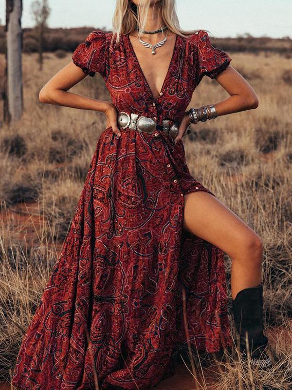 Cowgirl Button Down Paisley Tribal Dress