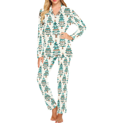 Turquoise Christmas Tree Women's Western Pajamas