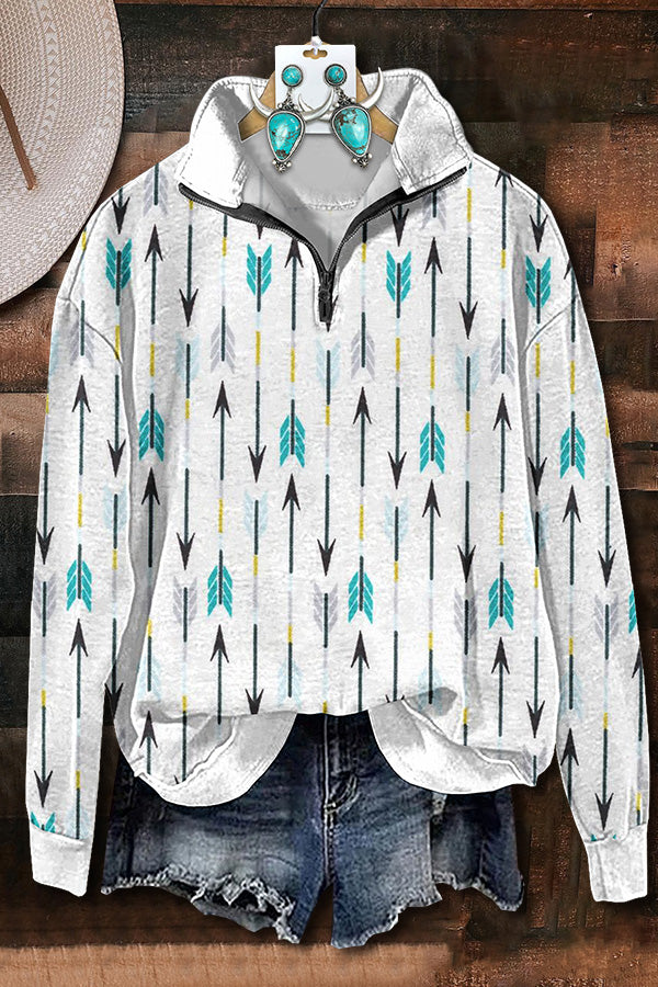 Western Arrow Zipper Sweatshirt