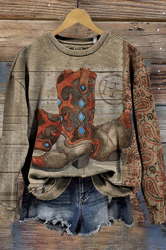 Vintage Tribal Boots Casual Sweatshirt