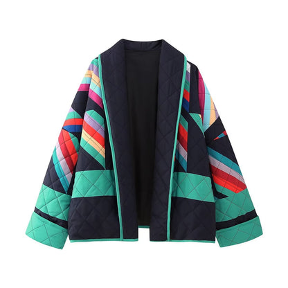 Women's Colorful Patchwork Cotton Coat