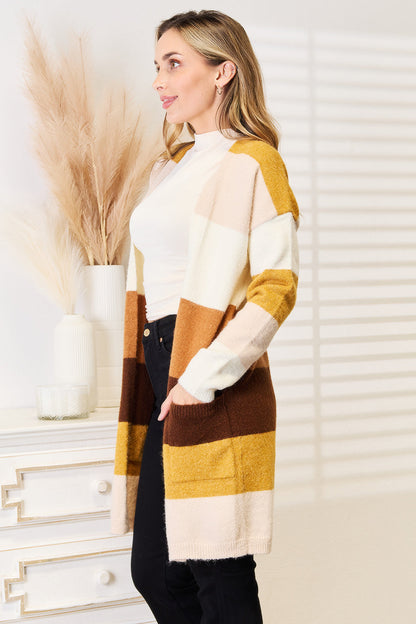 Stripe Western Dropped Shoulder Cardigan