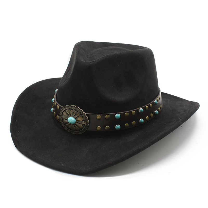 Men's Vintage Western Cowboy Hat Suede Knight British Felt Hat