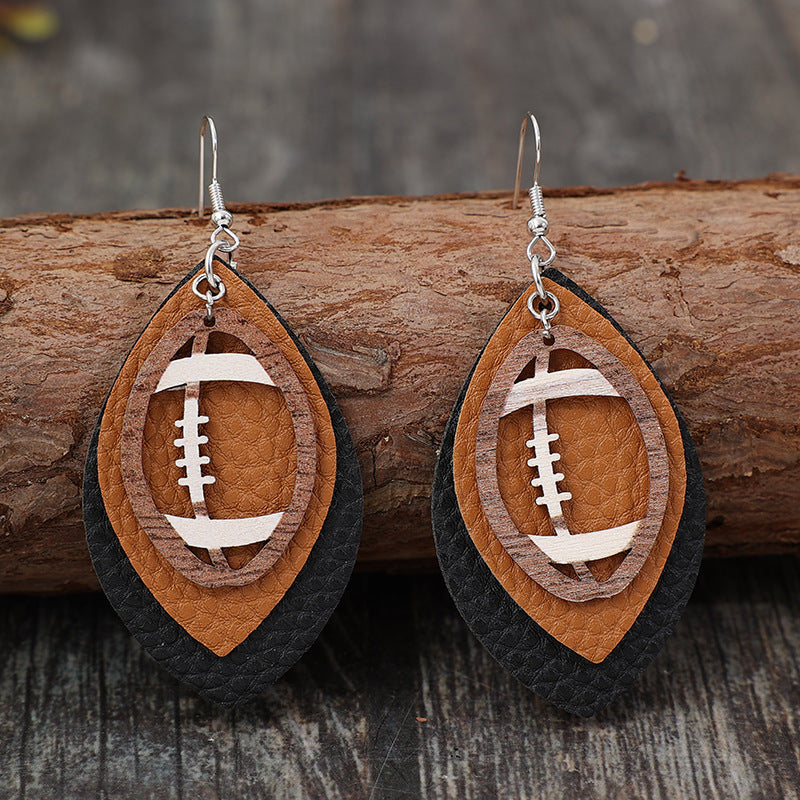 Sports Retro Style Rugby Earrings