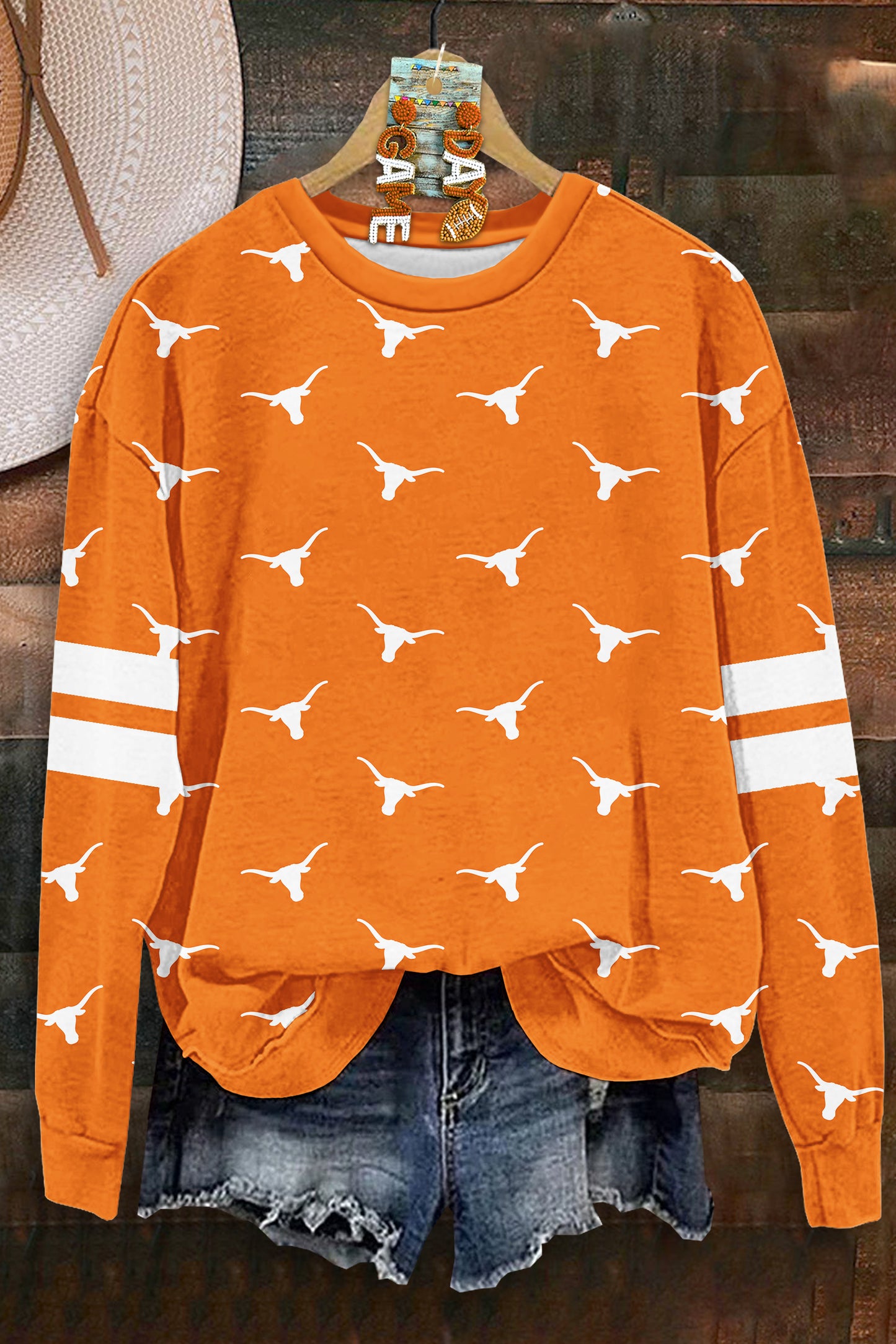 Casual Longhorns Print Long Sleeve Sweatshirt