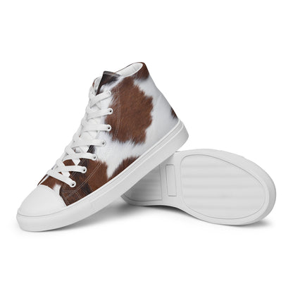 Cow hide Print Women__ high top canvas shoes