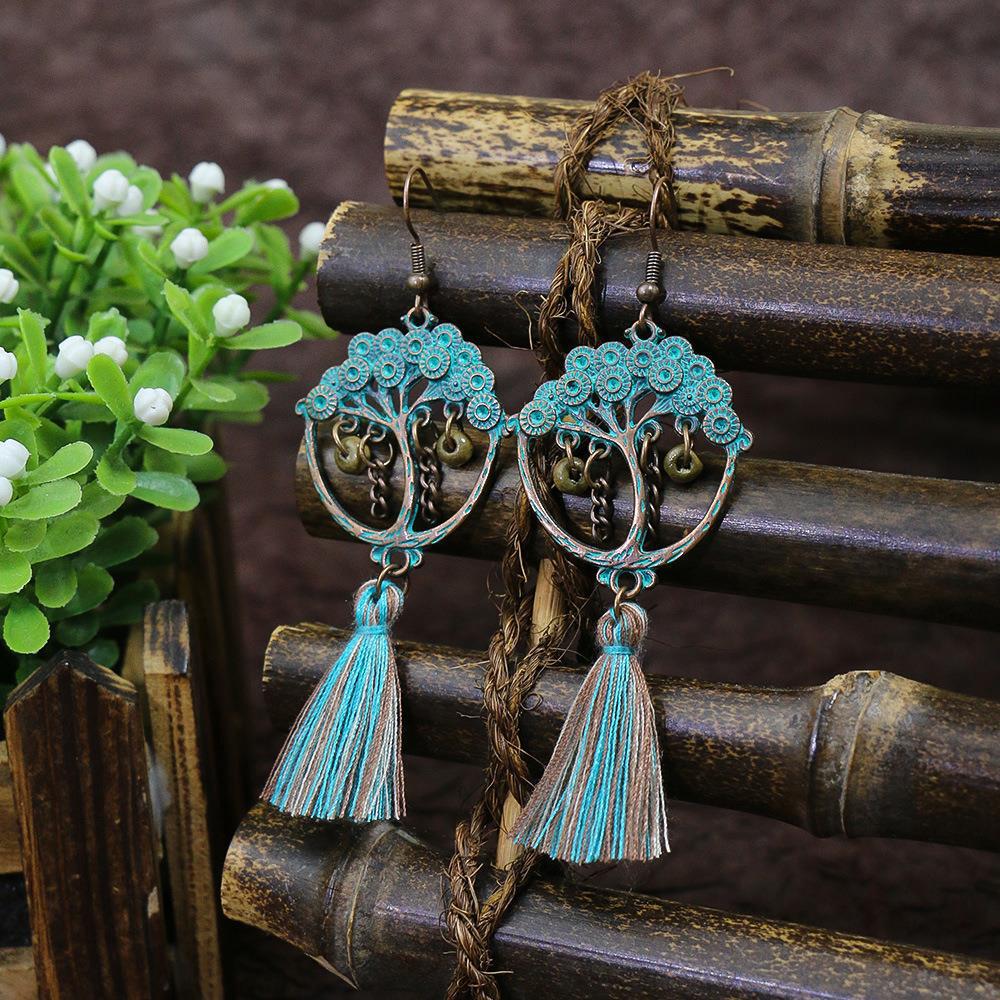 Bohemian Retro Tassel Antique Distressed Geometric Alloy Earrings