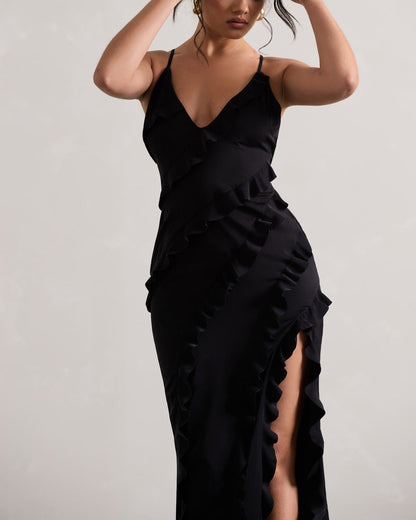 Sexy V-Neck Strapless Side Slit Backless Dress