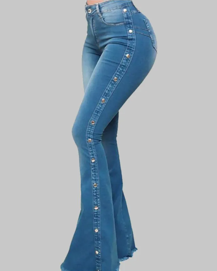 High Waist Stretch Mopping Flared Jeans