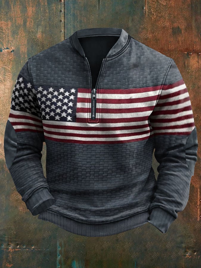 Men's Retro Solid Color Casual Pullover