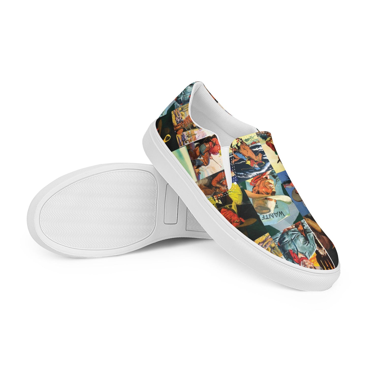 Western Collage Women__ slip-on canvas shoes