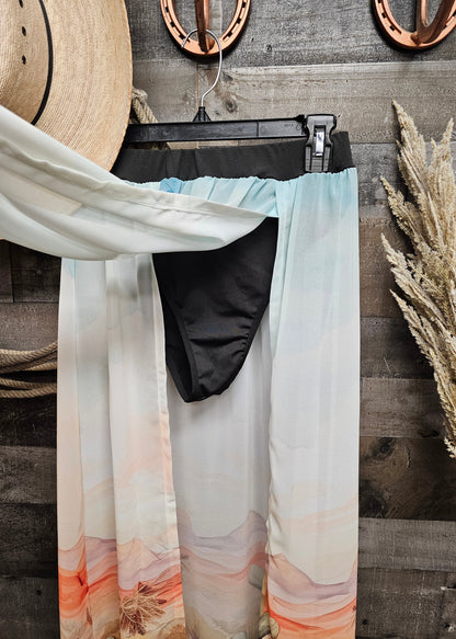 Watercolor Desert Beach Maxi Skirt