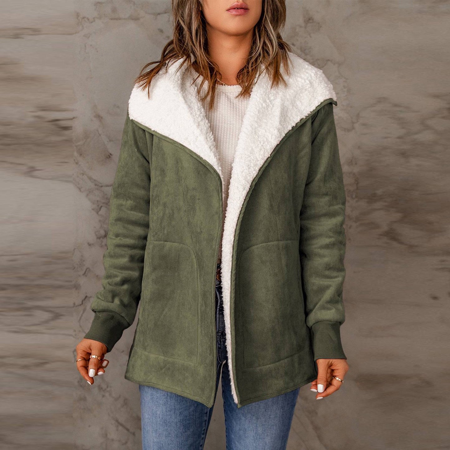 Orchard Faux Suede Sherpa Lined Coat