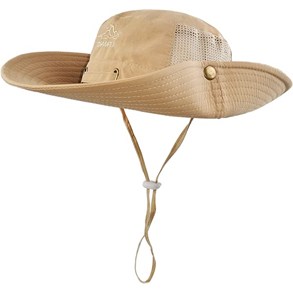 Tiendahat Boonie Hat UPF 50 UV Protection Wide Brim Safari Sun Hat Breathable Fishing Hat for Men & Women Beige