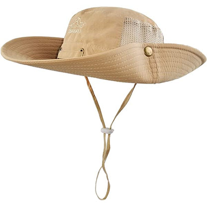 Tiendahat Boonie Hat UPF 50 UV Protection Wide Brim Safari Sun Hat Breathable Fishing Hat for Men & Women Beige