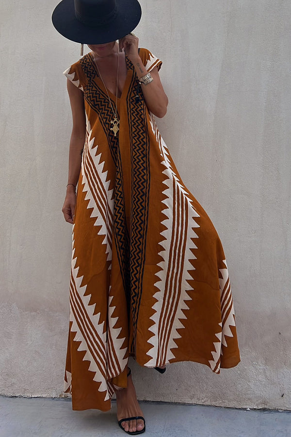 Beach Dates Ethnic Print A-line Maxi Dress