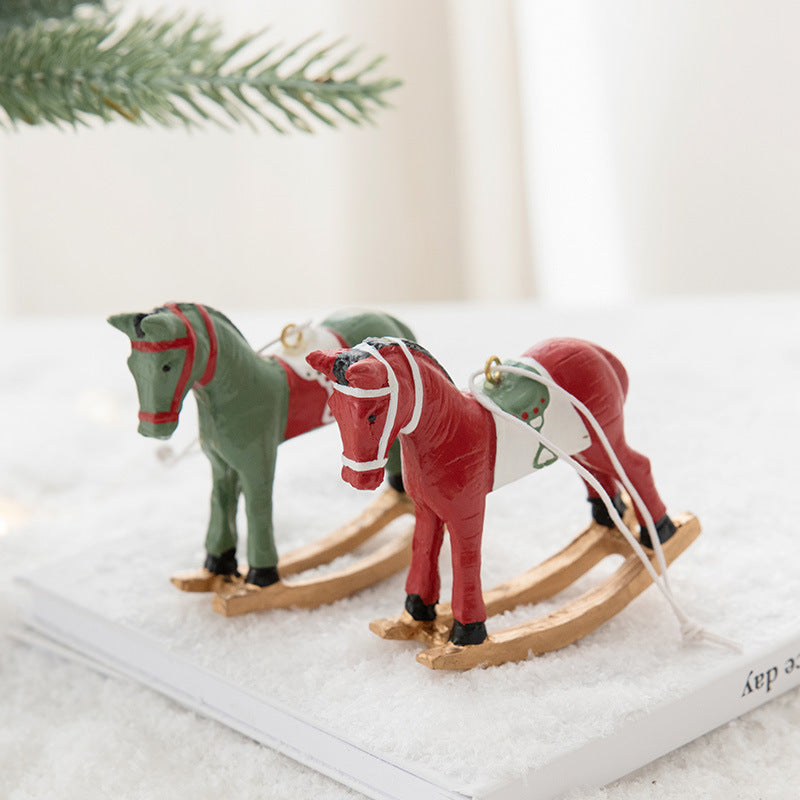 Christmas Tree 3D Rocking Horse Pendant