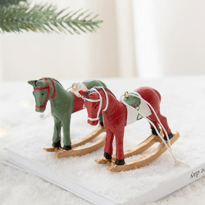 Christmas Tree 3D Rocking Horse Pendant