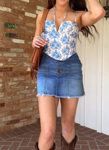 V Neck Floral Print Sling Vest