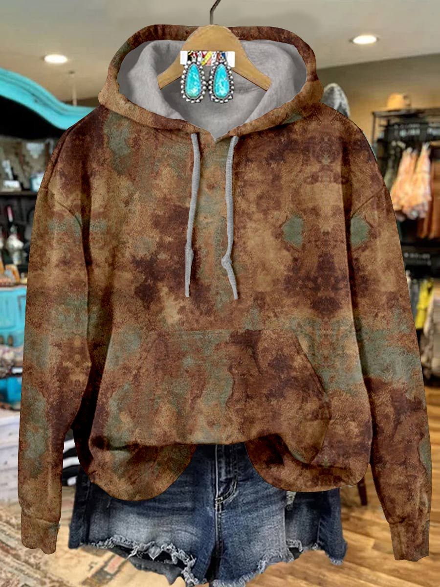 Brown Print Casual Hoodie Sweatshirt