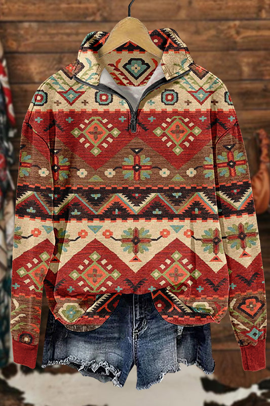 Chic Western Aztec National Totem Print Sweatshirt