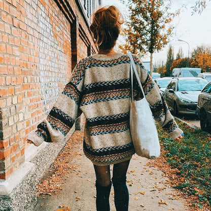 Women Vintage Loose Lazy Knitted Sweater