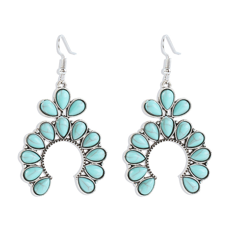 Vintage Turquoise Fan-shaped Earrings