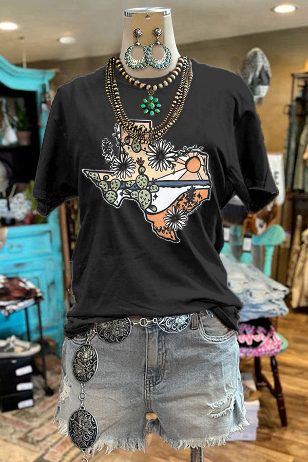 Cozy Texas Map Print Tee