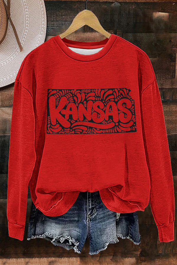 Unique KANSAS Print Sweatshirt