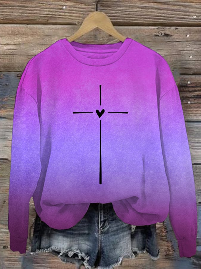 Women's Christian Cross Printed Sweatshirt