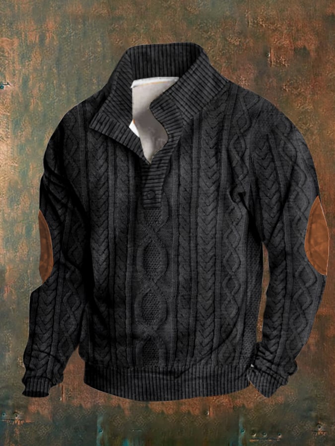 Men's Retro Western Stand Collar Sweatshirt