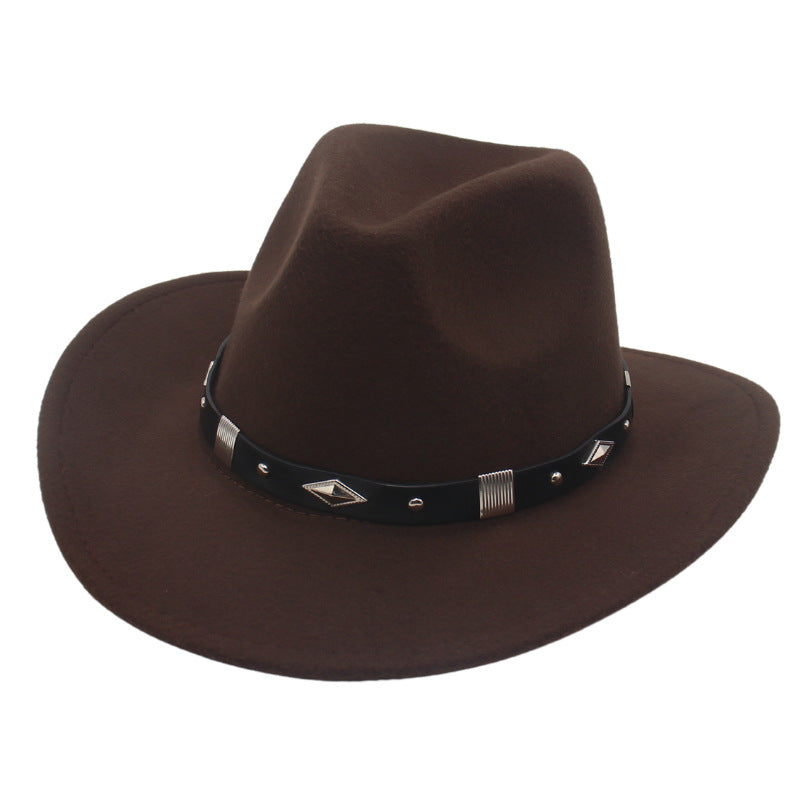 Men's Vintage Western Cowboy Hat Knight Woolen British Felt Hat