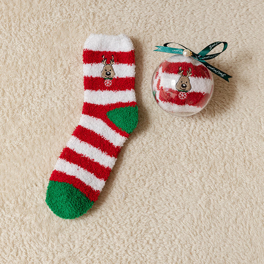 Christmas Multicoloured Stripes Fuzzy Socks