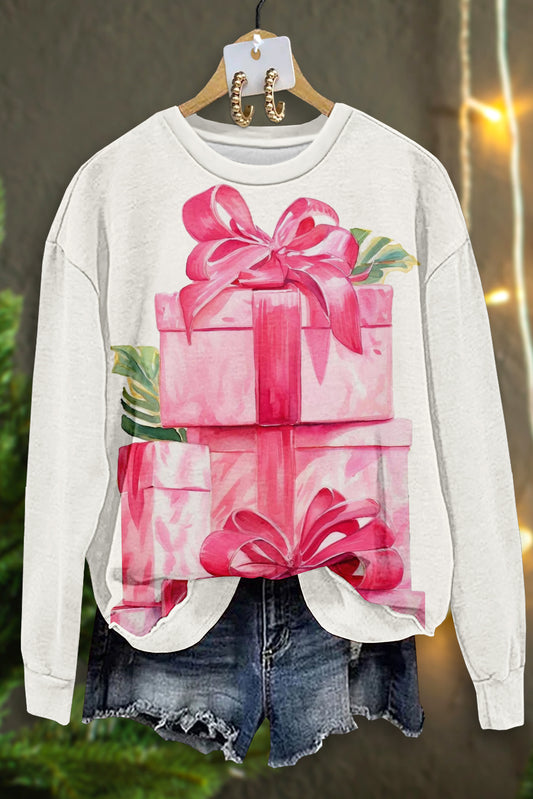 Sweet Gift Print Sweatshirt