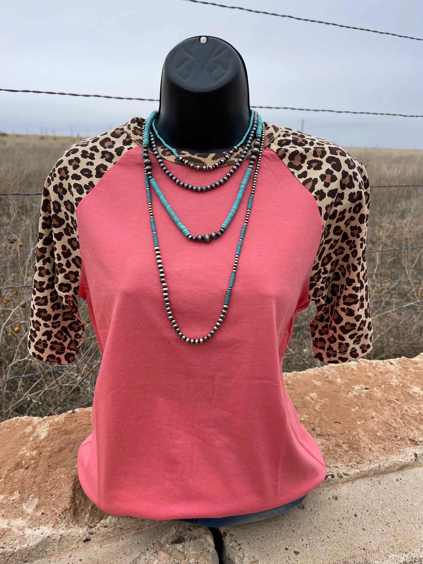 Boston Turquoise Leopard Short Sleeve Top