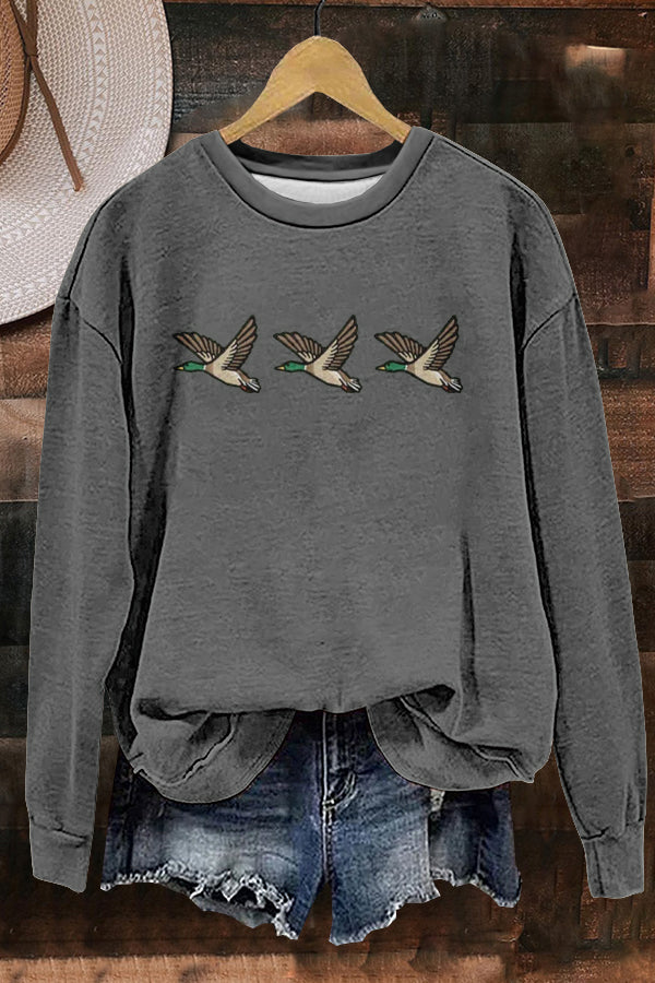 Classic Wild Ducks Print Sweatshirt